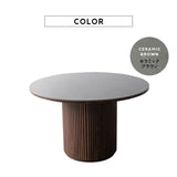 ダイニングテーブル ENOAH 食卓テーブル 直径114cm セラミック 円形 丸型 ラウンド 木製 石目調 ストーン調 木目調 シングルレッグ 食卓用 4人掛け エノア