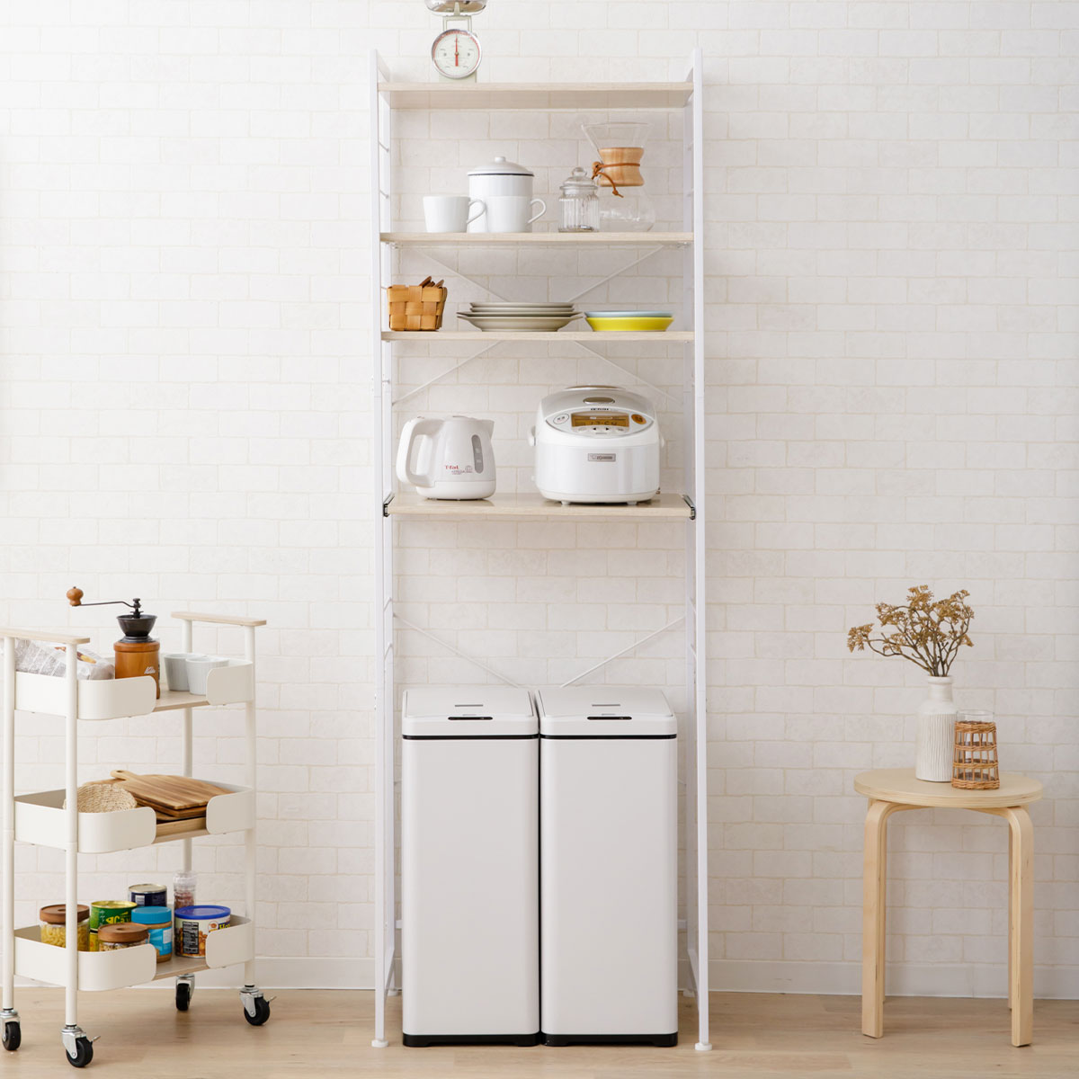 キッチンラック 幅60cm 幅90cm 3段 大型レンジ対応 収納ラック ゴミ箱上ラック レンジ台 レンジラック 収納棚 キャビネット ラック 冷蔵庫 ゴミ箱 ごみ箱 ダストボックス ゴミ箱上収納 キッチン収納 収納家具