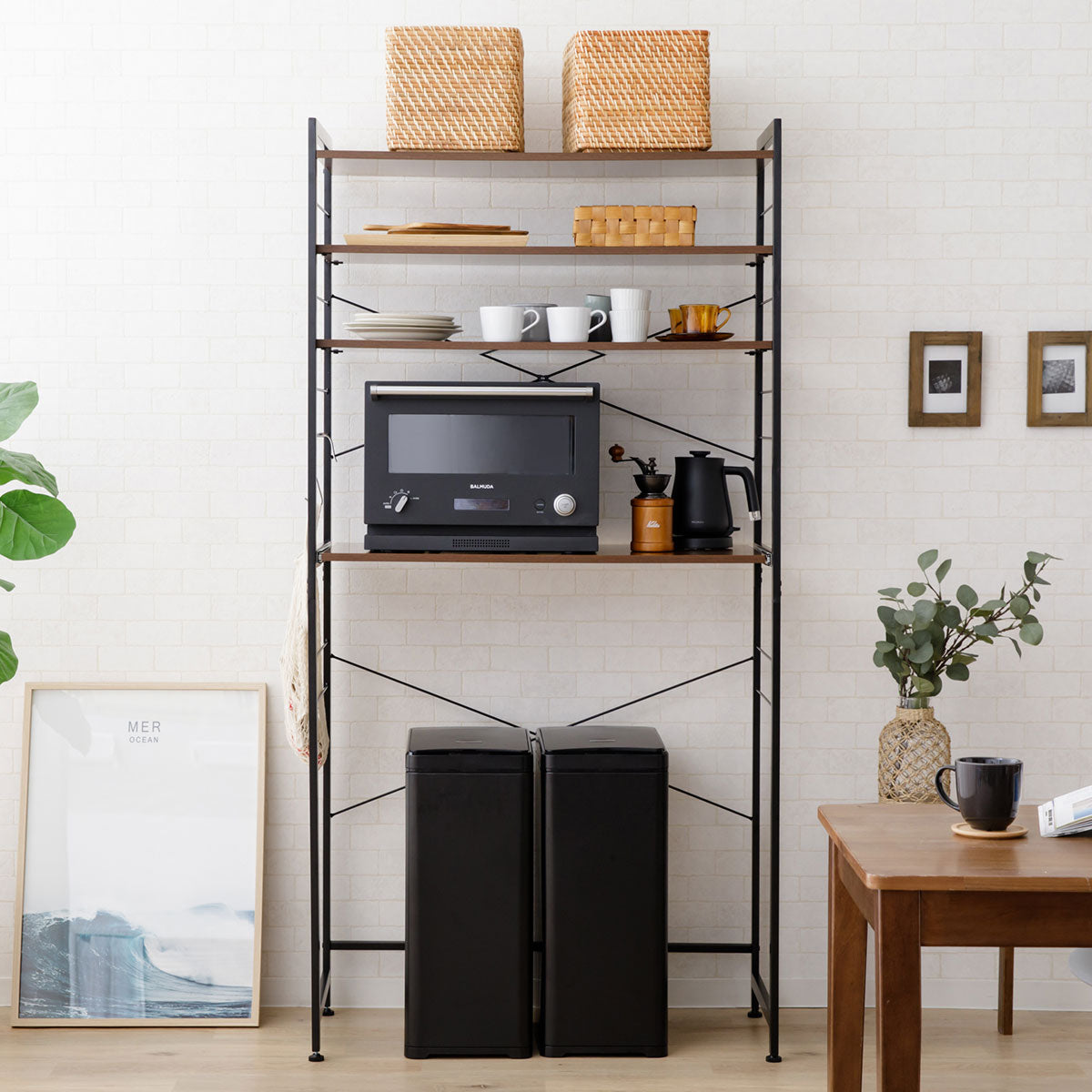 キッチンラック 幅60cm 幅90cm 3段 大型レンジ対応 収納ラック ゴミ箱上ラック レンジ台 レンジラック 収納棚 キャビネット ラック 冷蔵庫 ゴミ箱 ごみ箱 ダストボックス ゴミ箱上収納 キッチン収納 収納家具