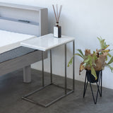 サイドテーブル 幅30cm 長方形 セラミック 完成品 ナイトテーブル エンドテーブル ローテーブル ミニテーブル 角型 四角 石目調 スチール脚 ベッドサイド ソファサイド デスクサイド 廊下 玄関