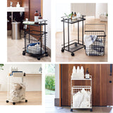 ランドリーワゴン 幅40cm スリム バスケット付き キャスター付き オープンラック 収納ラック マルチラック キッチンストッカー ワゴン ラック 出し入れ簡単 隙間収納 ランドリー収納 キッチン収納 収納家具