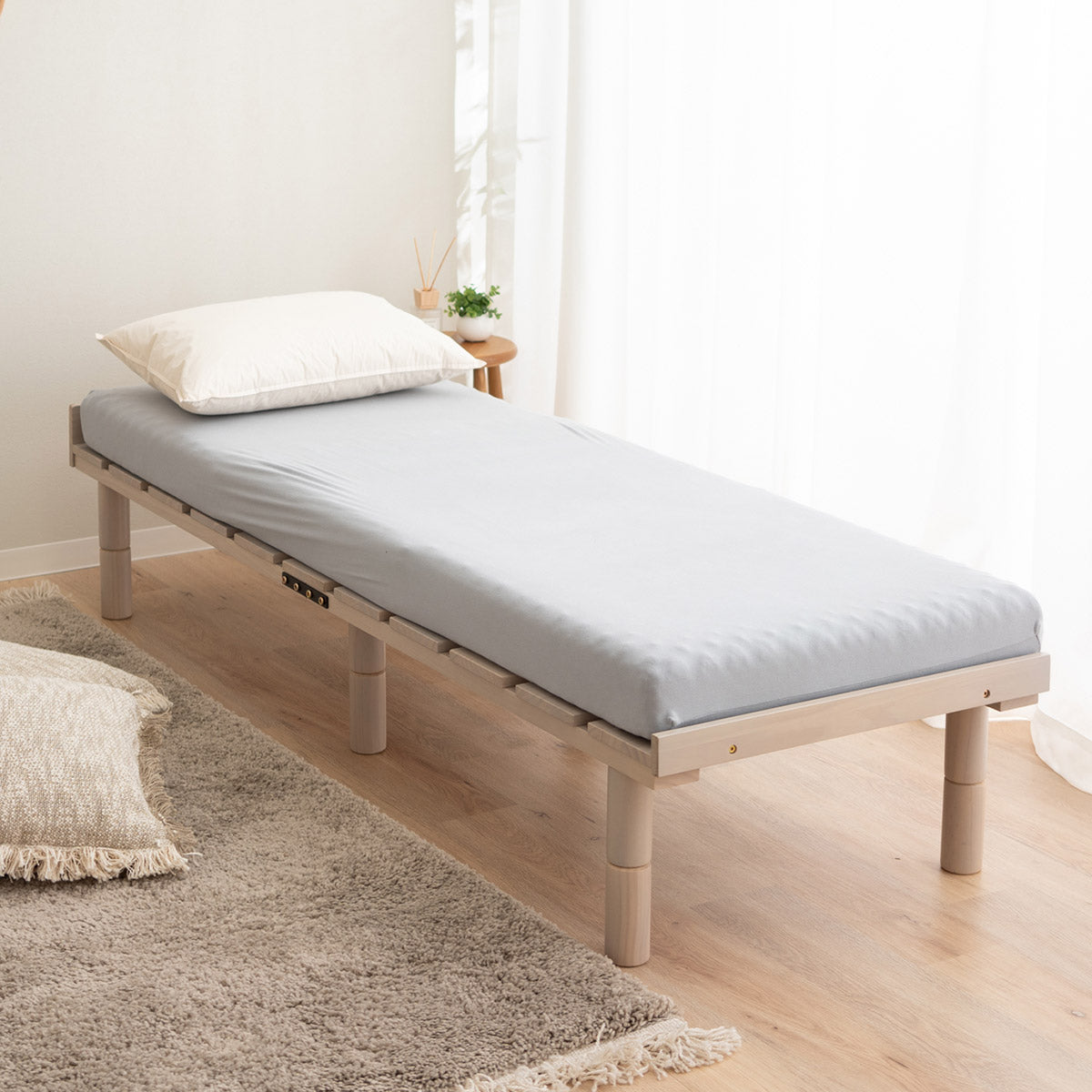 すのこベッド 3つ折りマットレス 2点セット コンパクトショート 幅65cm 奥行き185cm コンパクトサイズ