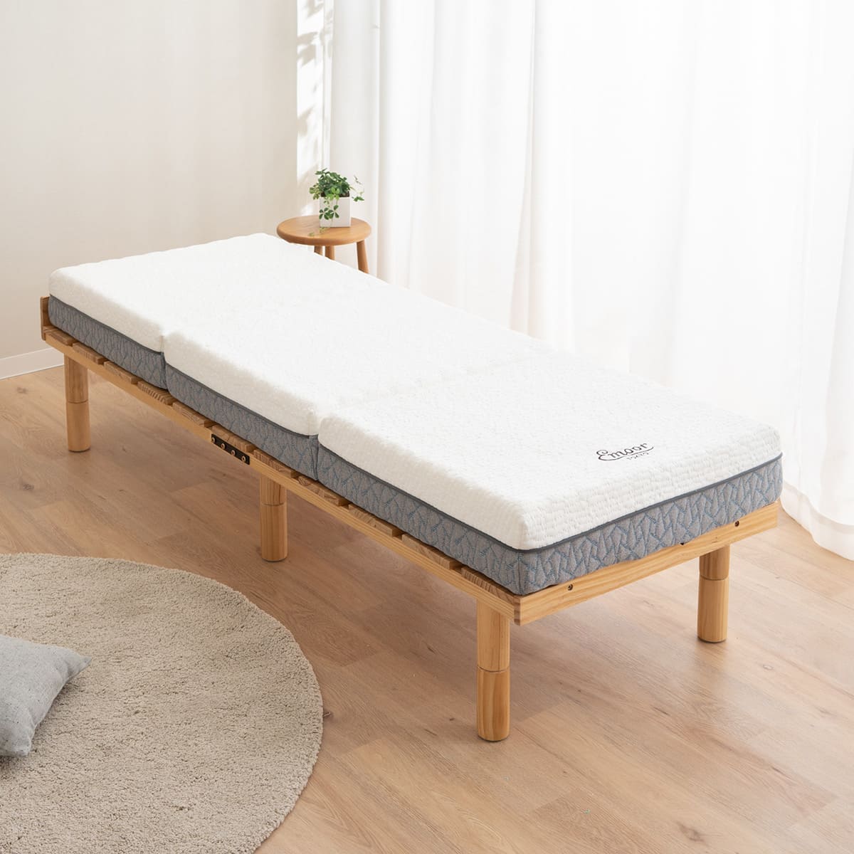 すのこベッド 3つ折りマットレス 2点セット コンパクトショート 幅65cm 奥行き185cm コンパクトサイズ