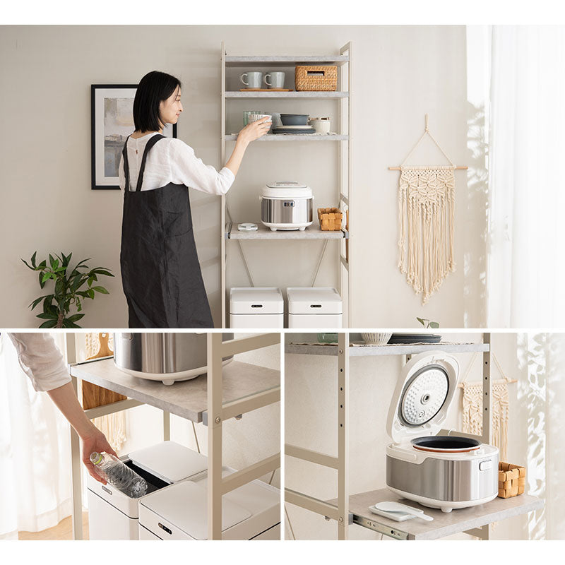 キッチンラック 幅60cm ハイタイプ 4段 大型レンジ対応 スチール レンジ台 レンジラック ラック シェルフ ゴミ箱上 冷蔵庫横 キッチン収納