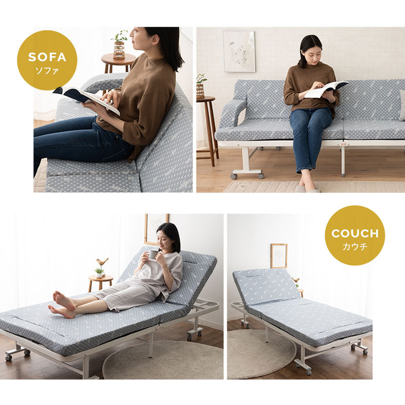 3WAY 折りたたみ ソファベッド  完成品 キャスター付き ソファ カウチ ベッド