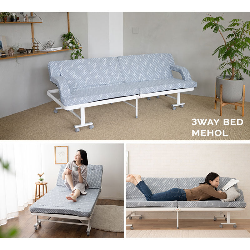 3WAY 折りたたみ ソファベッド  完成品 キャスター付き ソファ カウチ ベッド