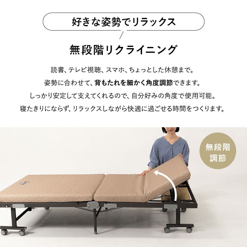 スマートスペースベッド LUXIM ラクシム シングルサイズ 組立不要 完成品 折りたたみベッド マットレス付 ショールーム体験可