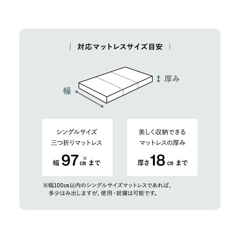 三つ折りマットレス専用 折りたたみベッド FARBLE シングルサイズ すのこベッド 軽量 頑丈 静音 コンパクト 省スペース 指はさみ防止パーツ付き キャスター付き ベッド下収納 ファーブル　ショールーム体験可