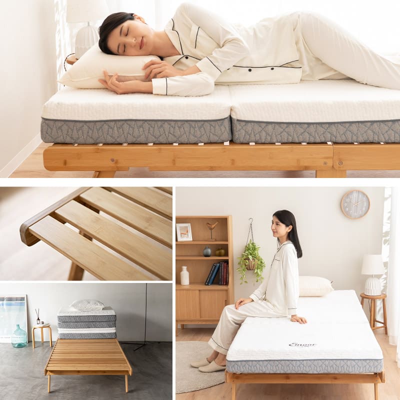 天然竹 折りたたみベッド WABINE シングルサイズ 竹製ベッド シングルベッド ローベッド エクストラベッド ベッドフレーム 抗菌 調湿 脱臭 高通気 湿気対策 カビ対策